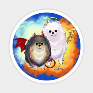 Angel & Devil Pomeranian Pom-Poms Magnet